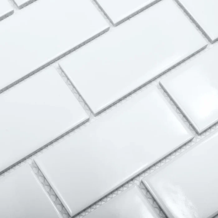 Керамическая мозаика Brick & Metro Brick White Glossy 45x95 — изображение 2