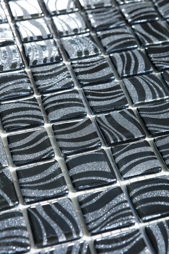 Стеклянная мозаика Glitter 7803 Glitter Black 25x25 — изображение 2