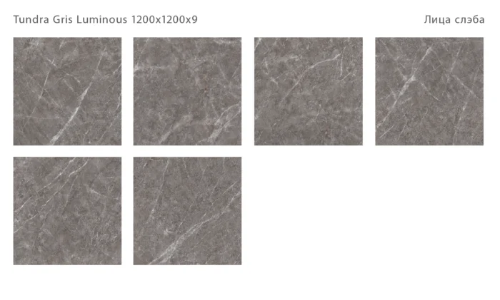 Керамический слэб  Polished TUNDRA GRIS LUMINOUS 1200х1200х9мм — изображение 2