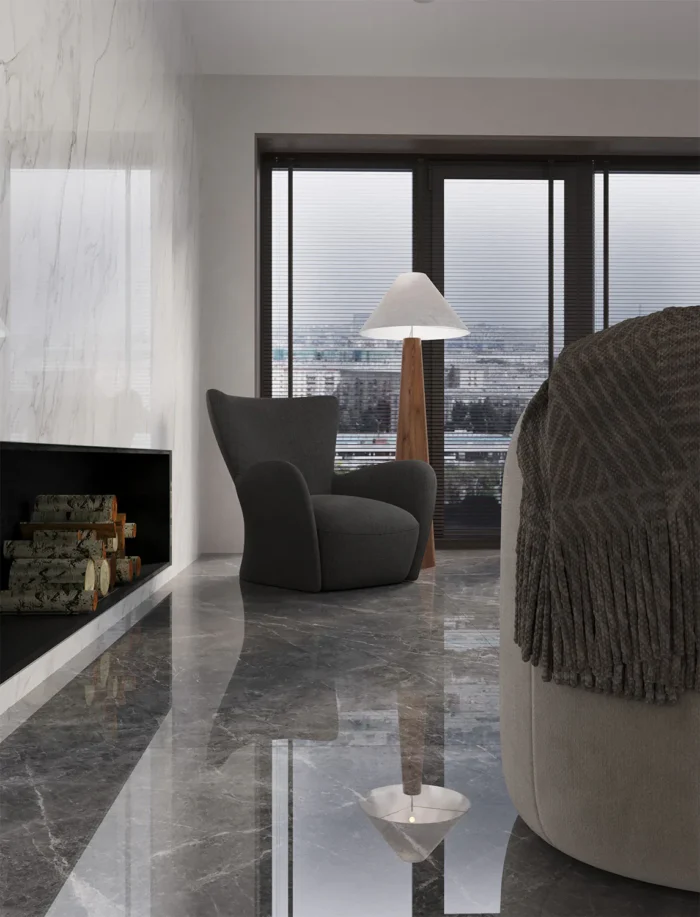 Керамический слэб  Polished TUNDRA GRIS LUMINOUS 1200х1200х9мм — изображение 4